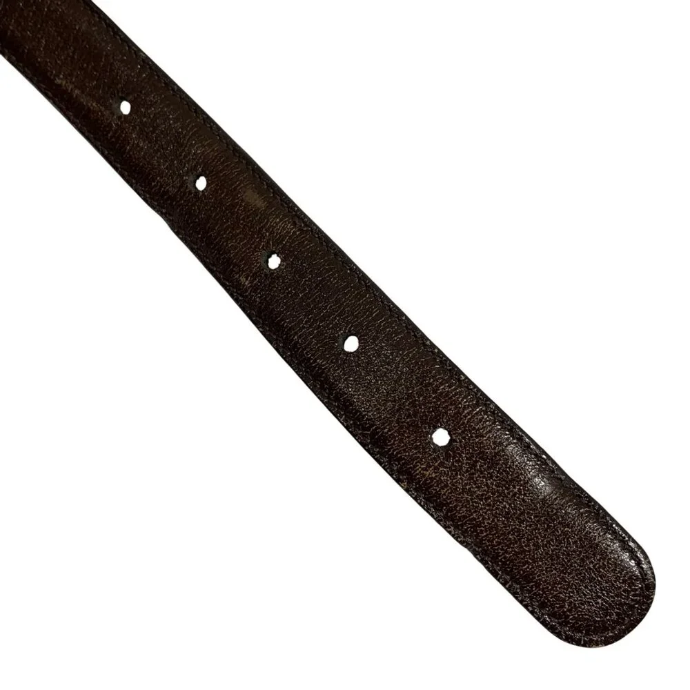 LAiglon Mens Full Grain Brown Cowhide Belt With Gold-Tone Buckle Size 30/75